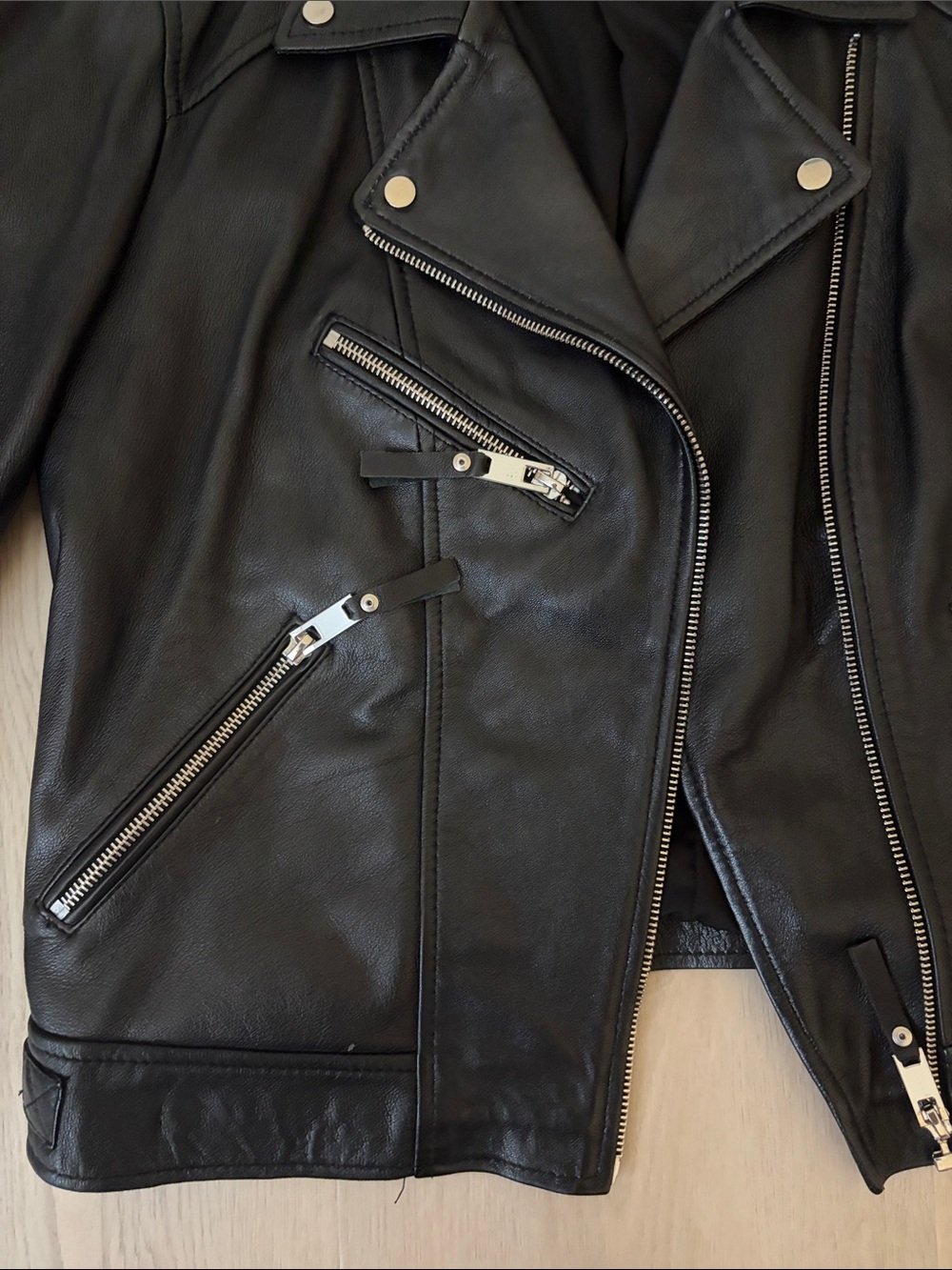 Zara 100% Sheep Leather Moto Jacket - Picture 3 of 12